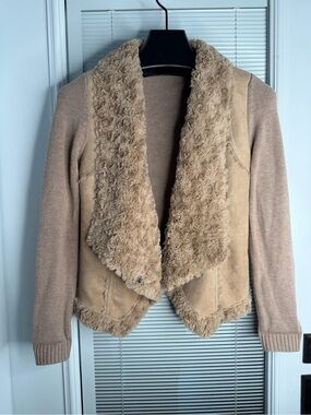 Gerry Weber LUXURY M/L Camel Fur Cardigan/Jacket with Knit Back and Sleeves